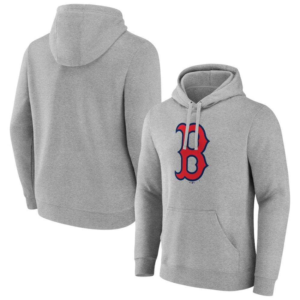 Heather Gray Boston Red Sox Official Logo Fitted Pullover Hoodie