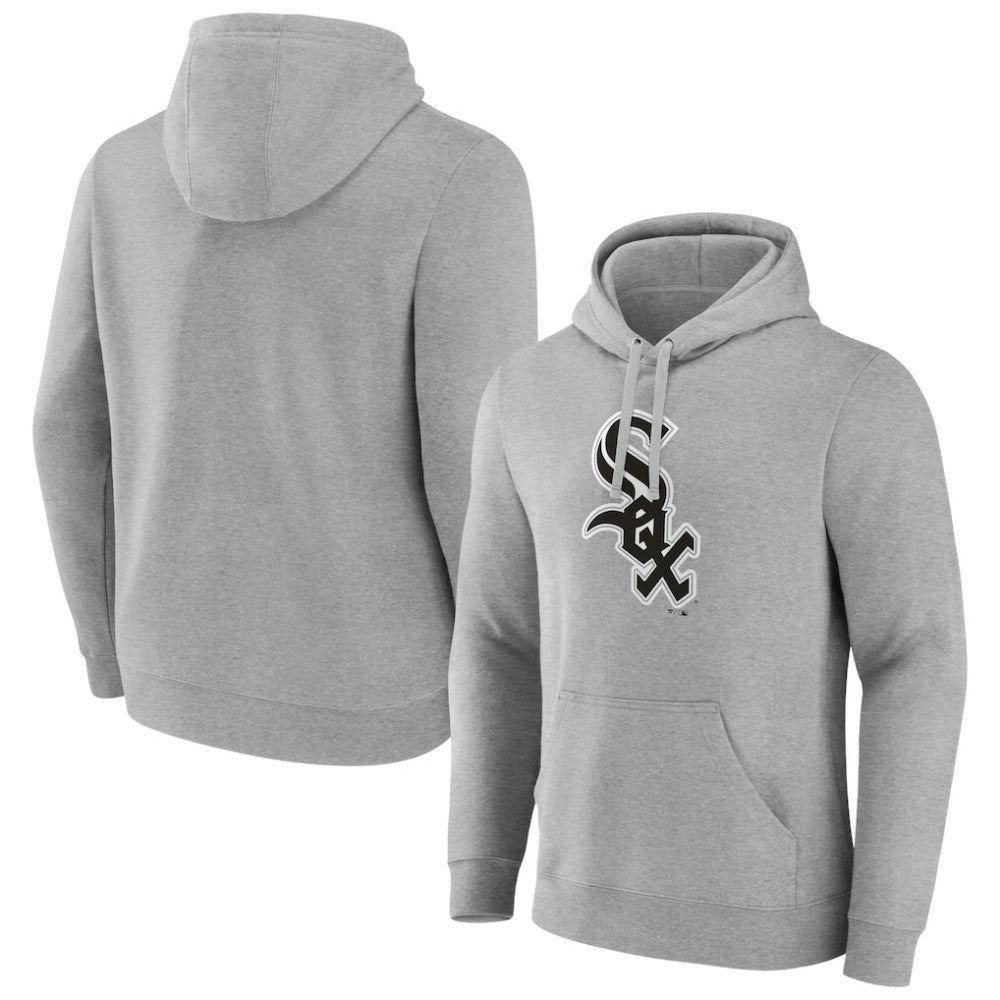 Heather Gray Chicago White Sox Official Logo Fitted Pullover Hoodie