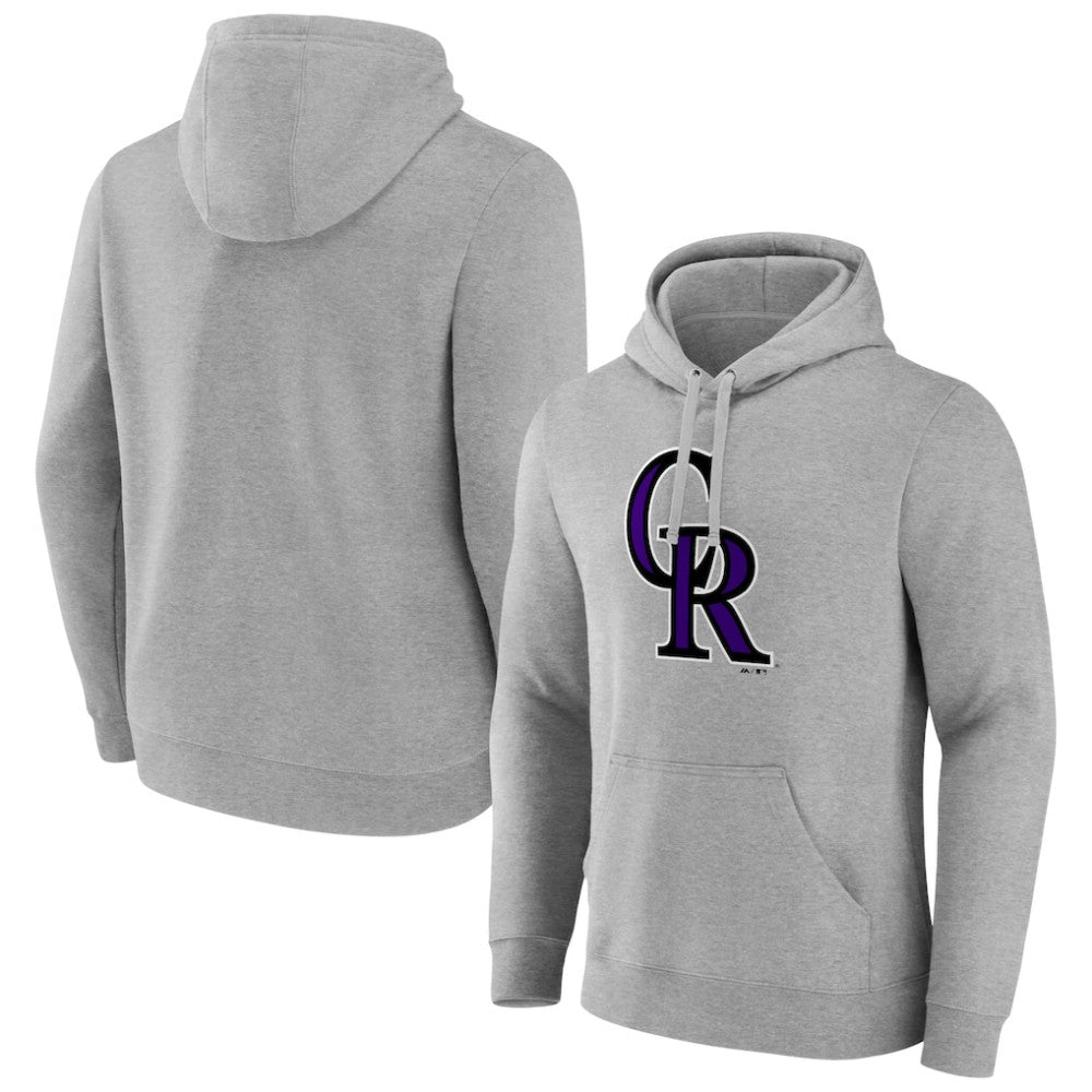 Heather Gray Colorado Rockies Official Logo Fitted Pullover Hoodie