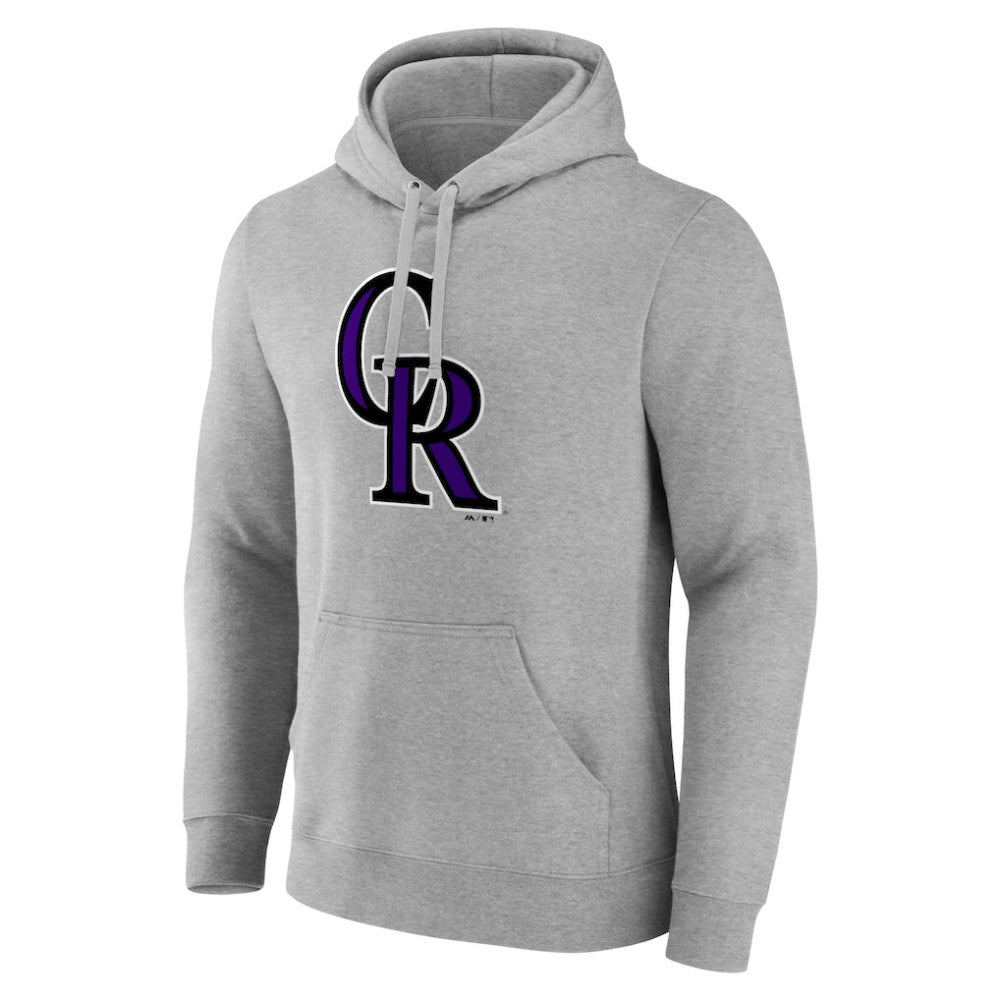 Heather Gray Colorado Rockies Official Logo Fitted Pullover Hoodie