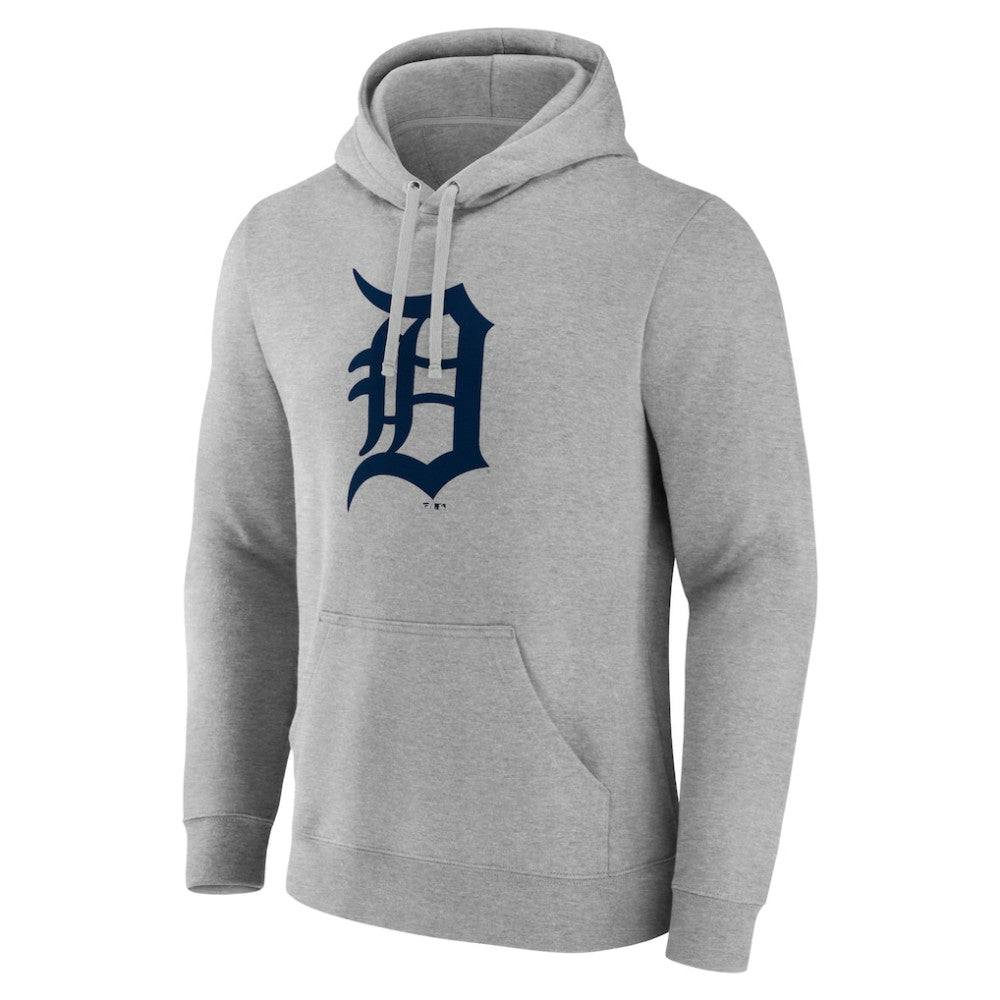 Heather Gray Detroit Tigers Official Logo Fitted Pullover Hoodie