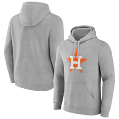 Heather Gray Houston Astros Official Logo Fitted Pullover Hoodie
