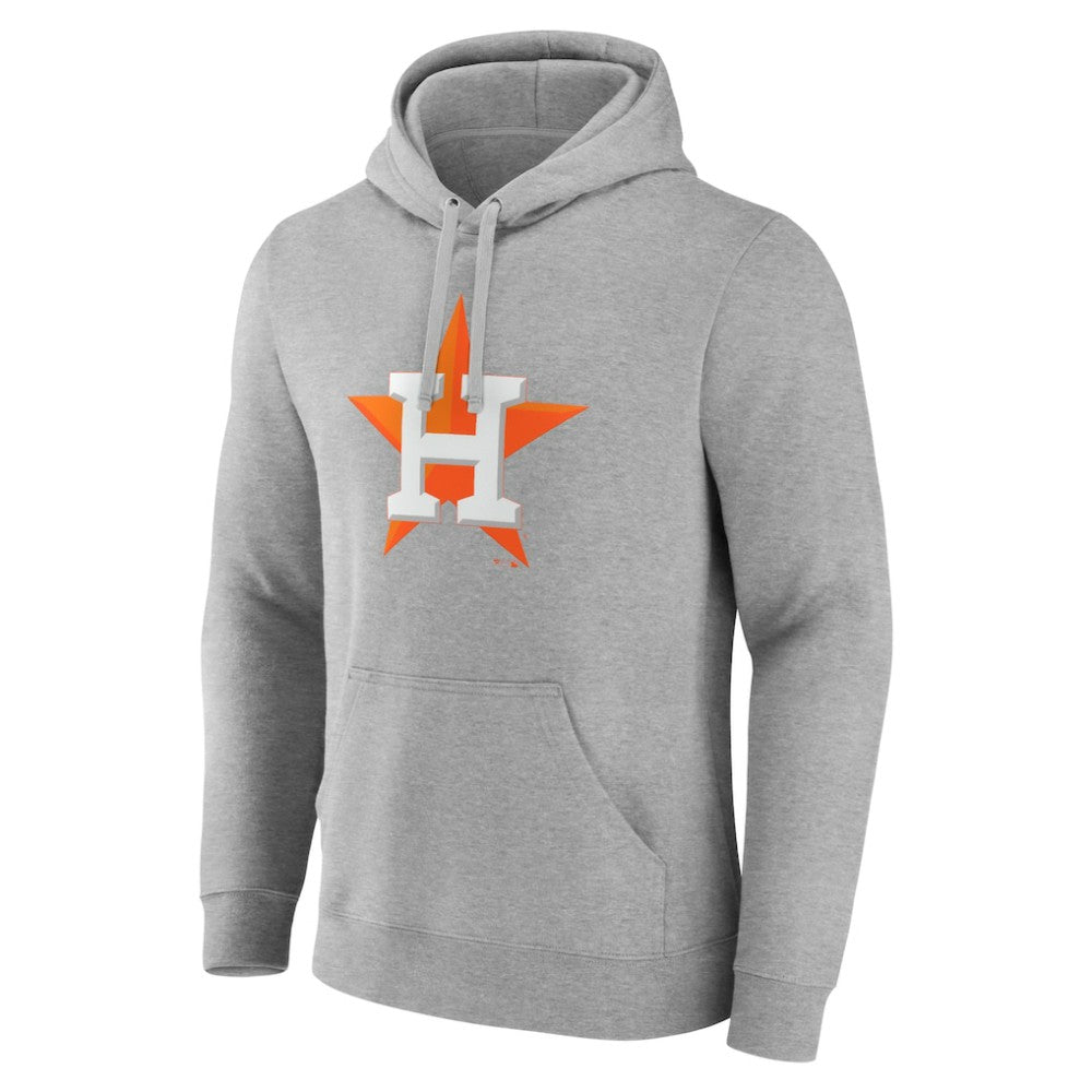 Heather Gray Houston Astros Official Logo Fitted Pullover Hoodie