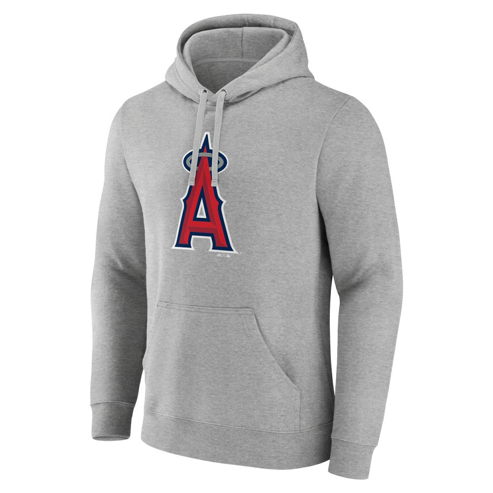 Heather Gray Los Angeles Angels Official Logo Fitted Pullover Hoodie