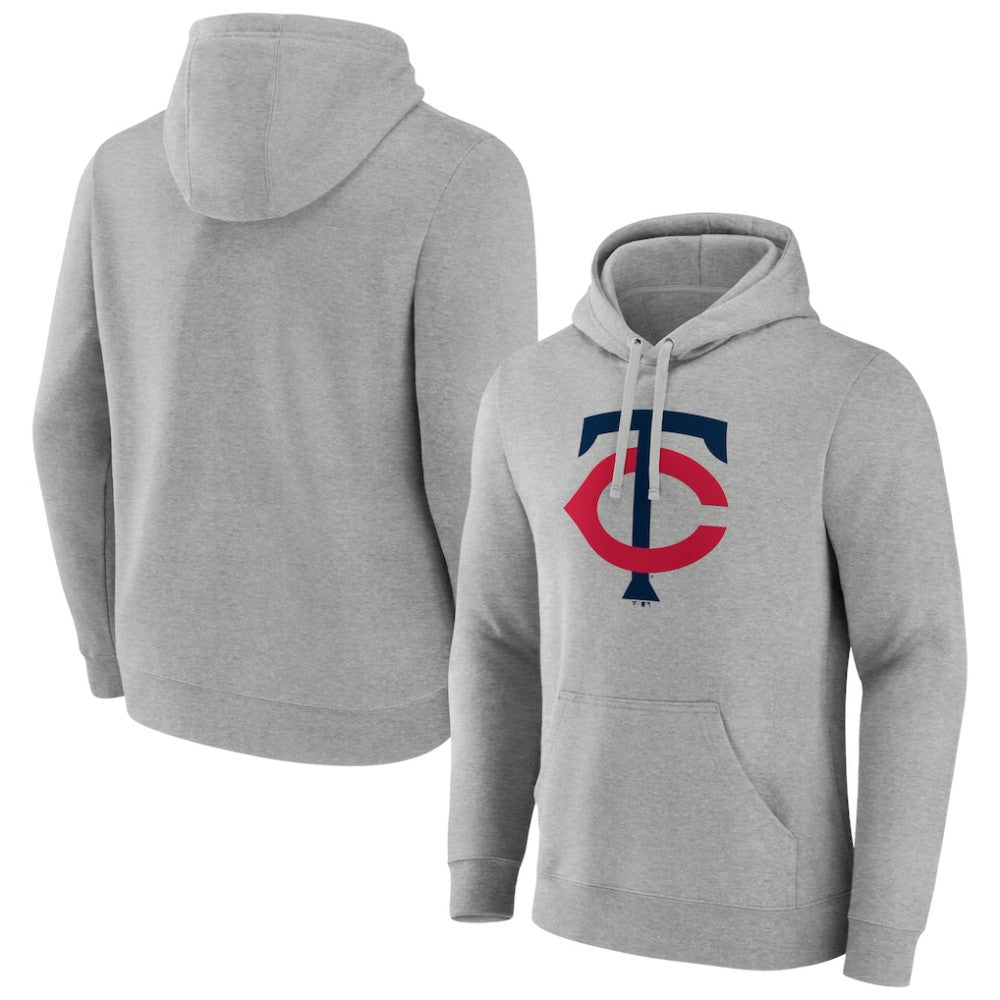 Heather Gray Minnesota Twins Official Logo Fitted Pullover Hoodie