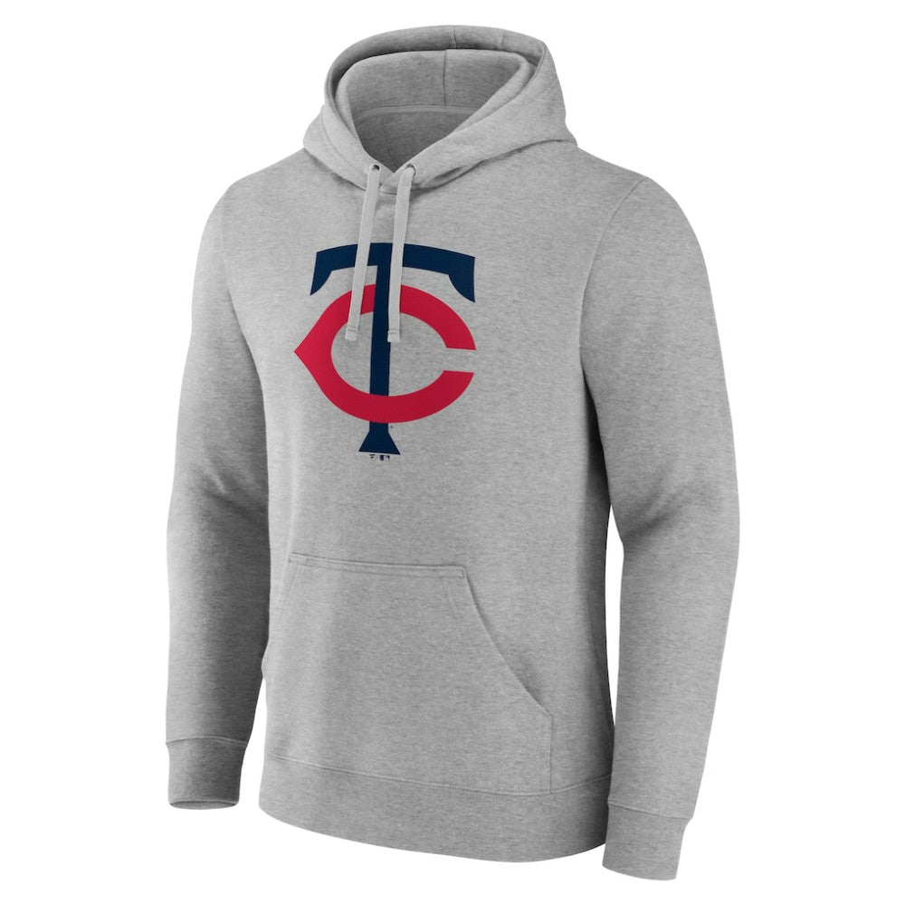Heather Gray Minnesota Twins Official Logo Fitted Pullover Hoodie