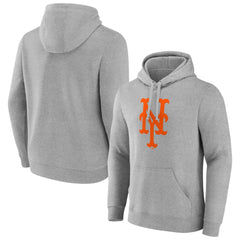 Heather Gray New York Mets Official Logo Fitted Pullover Hoodie