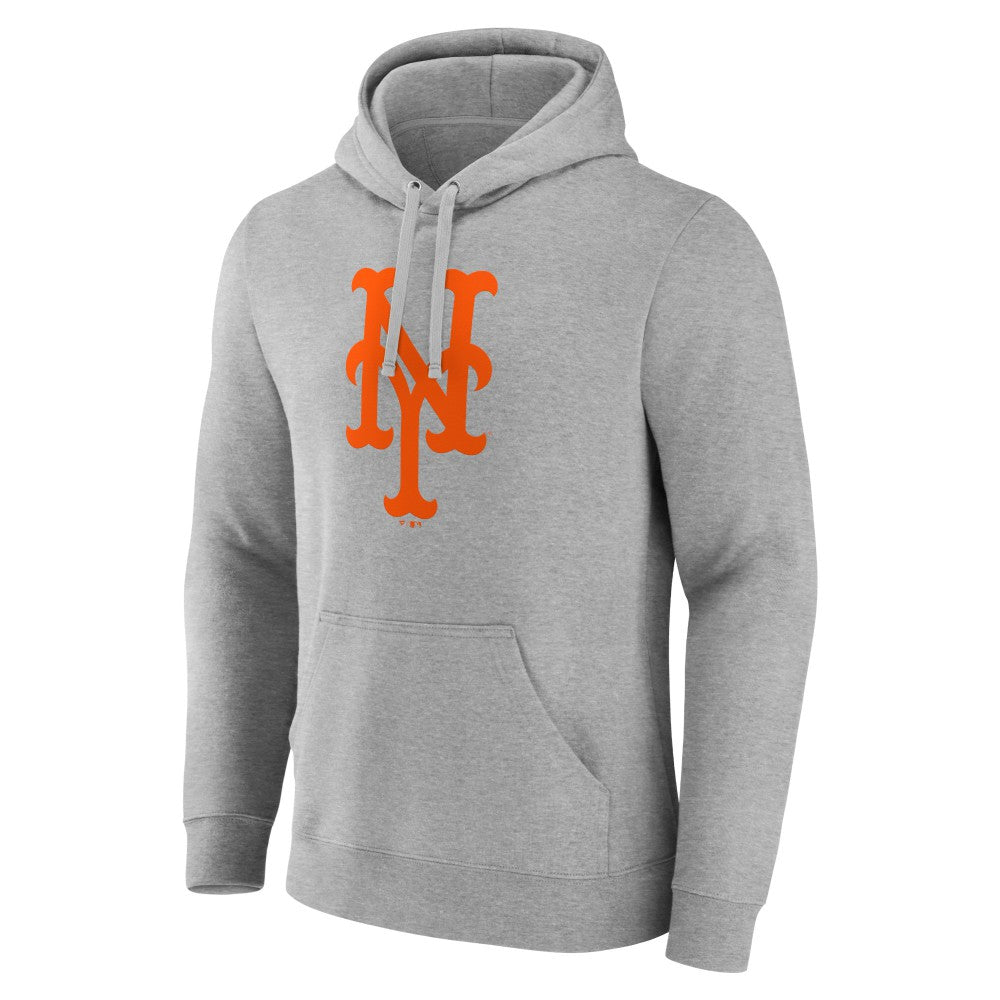 Heather Gray New York Mets Official Logo Fitted Pullover Hoodie