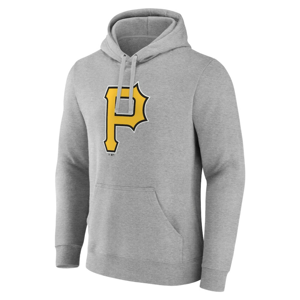 Heather Gray Pittsburgh Pirates Official Logo Fitted Pullover Hoodie