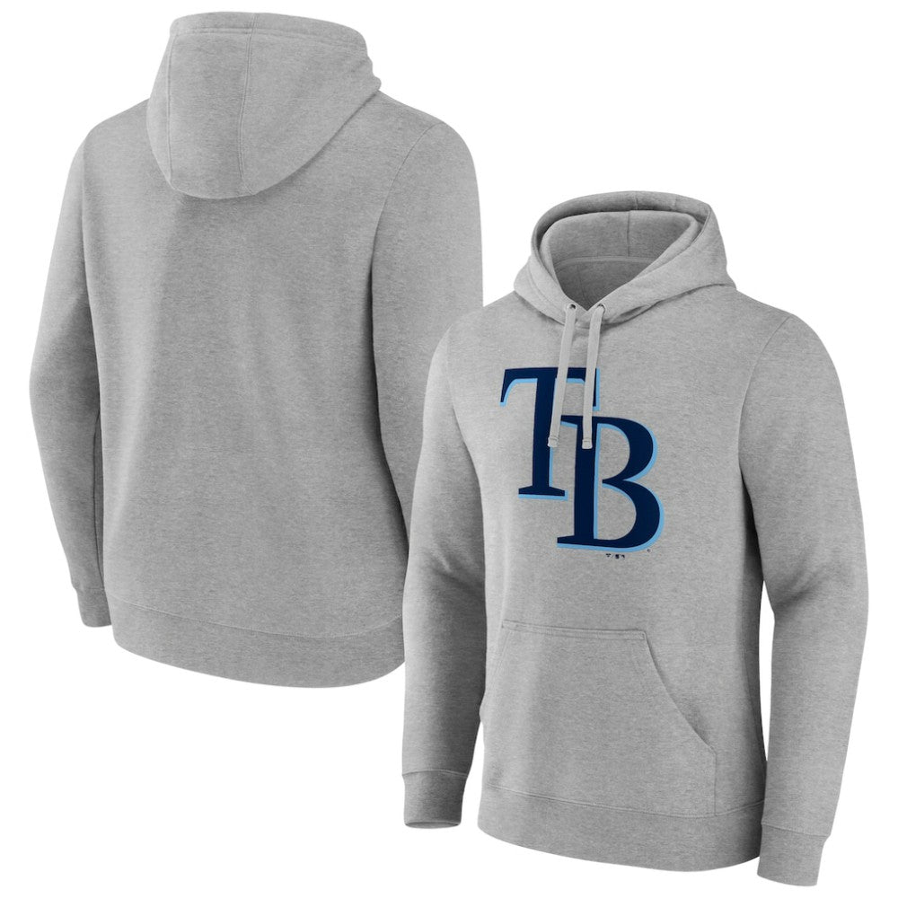 Heather Gray Tampa Bay Rays Official Logo Fitted Pullover Hoodie