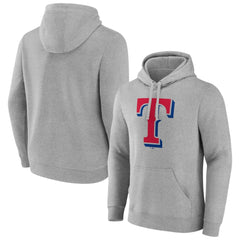 Heather Gray Texas Rangers Official Logo Fitted Pullover Hoodie