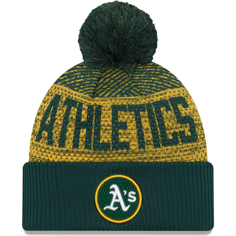 Green Athletics New Era Authentic Collection Sport Cuffed Knit Hat with Pom