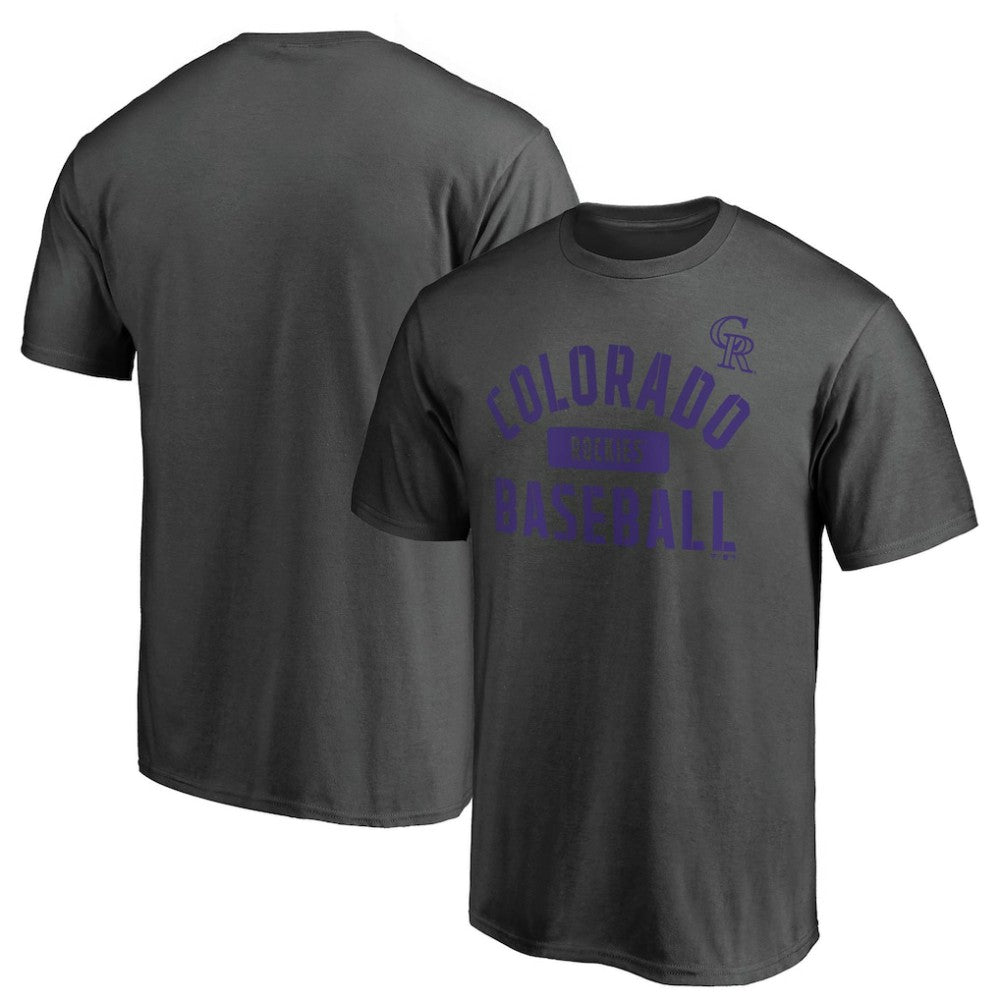 Charcoal Colorado Rockies Iconic Primary Pill T-Shirt