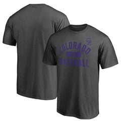 Charcoal Colorado Rockies Iconic Primary Pill T-Shirt