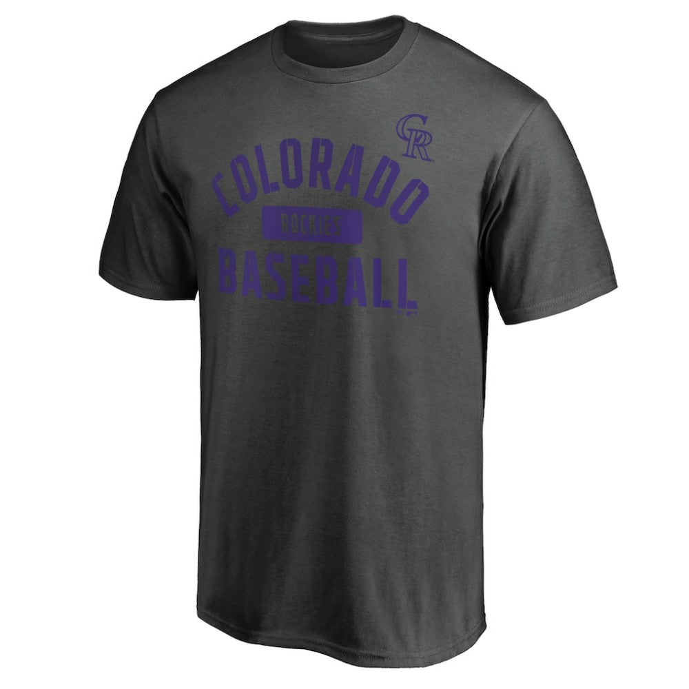 Charcoal Colorado Rockies Iconic Primary Pill T-Shirt