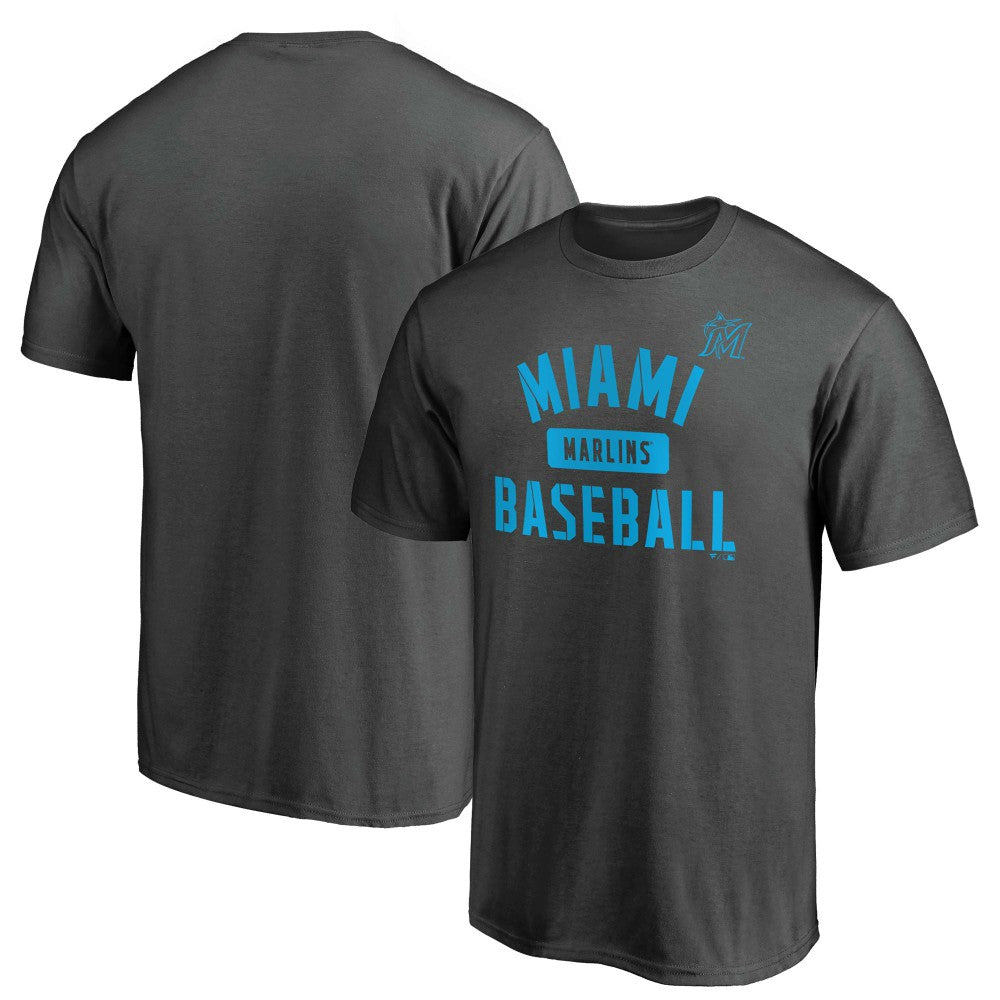 Charcoal Miami Marlins Iconic Primary Pill T-Shirt