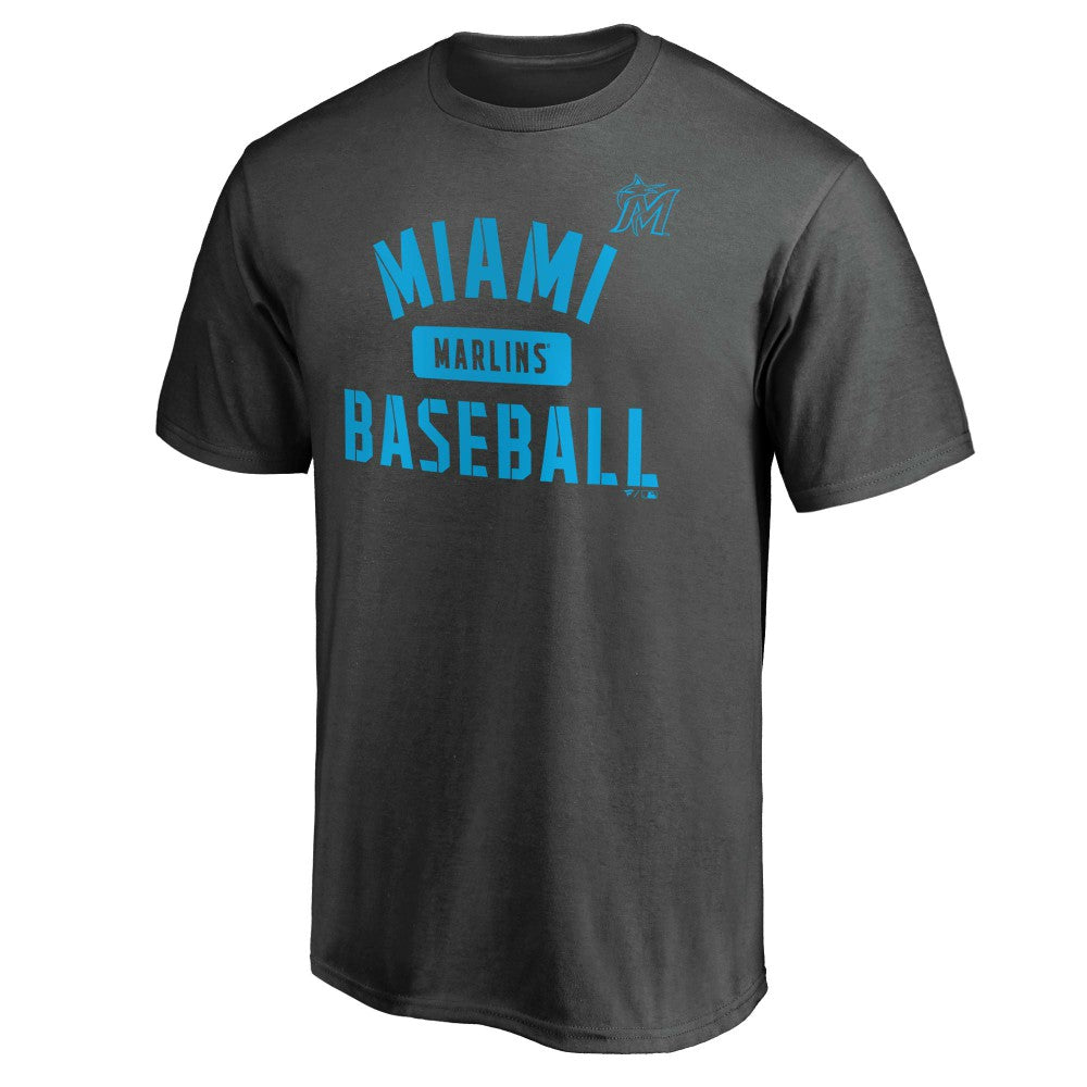 Charcoal Miami Marlins Iconic Primary Pill T-Shirt