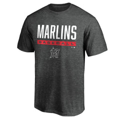 Charcoal Miami Marlins Win Stripe Logo T-Shirt II