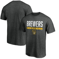 Charcoal Milwaukee Brewers Win Stripe Logo T-Shirt