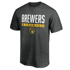 Charcoal Milwaukee Brewers Win Stripe Logo T-Shirt