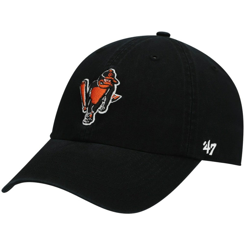 Black Baltimore Orioles '47 Logo Cooperstown Collection Clean Up Adjustable Hat