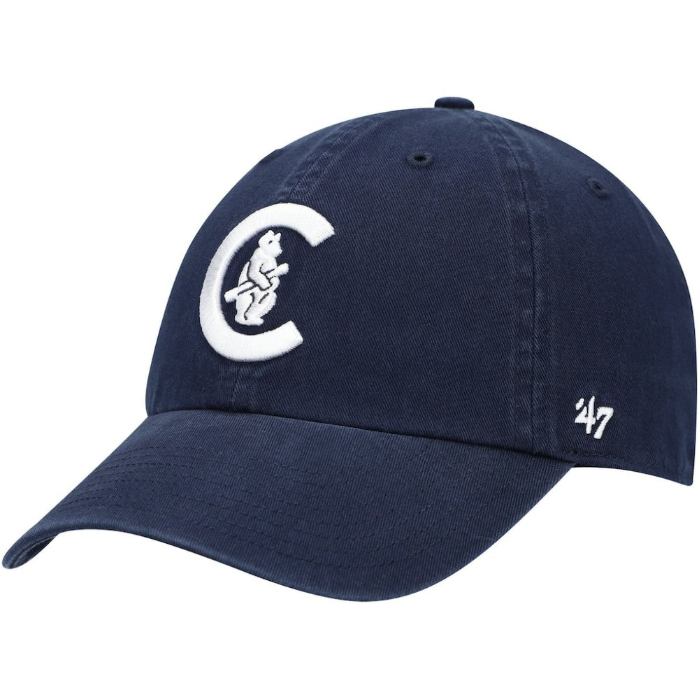 Navy Chicago Cubs '47 C Bear Logo Cooperstown Collection Clean Up Adjustable Hat