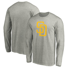Heather Gray San Diego Padres Official Team Logo Long Sleeve T-Shirt