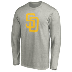 Heather Gray San Diego Padres Official Team Logo Long Sleeve T-Shirt