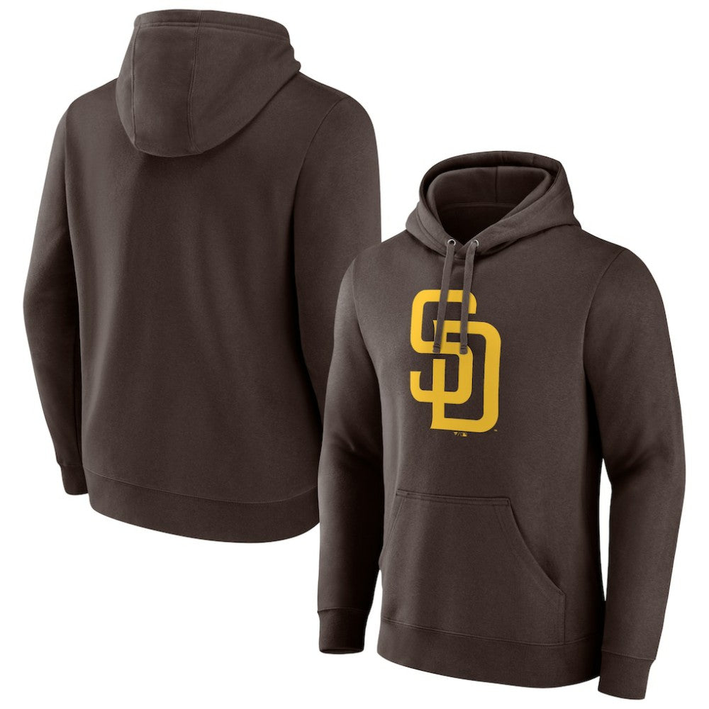 Brown San Diego Padres Official Logo Fitted Pullover Hoodie