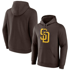 Brown San Diego Padres Official Logo Fitted Pullover Hoodie