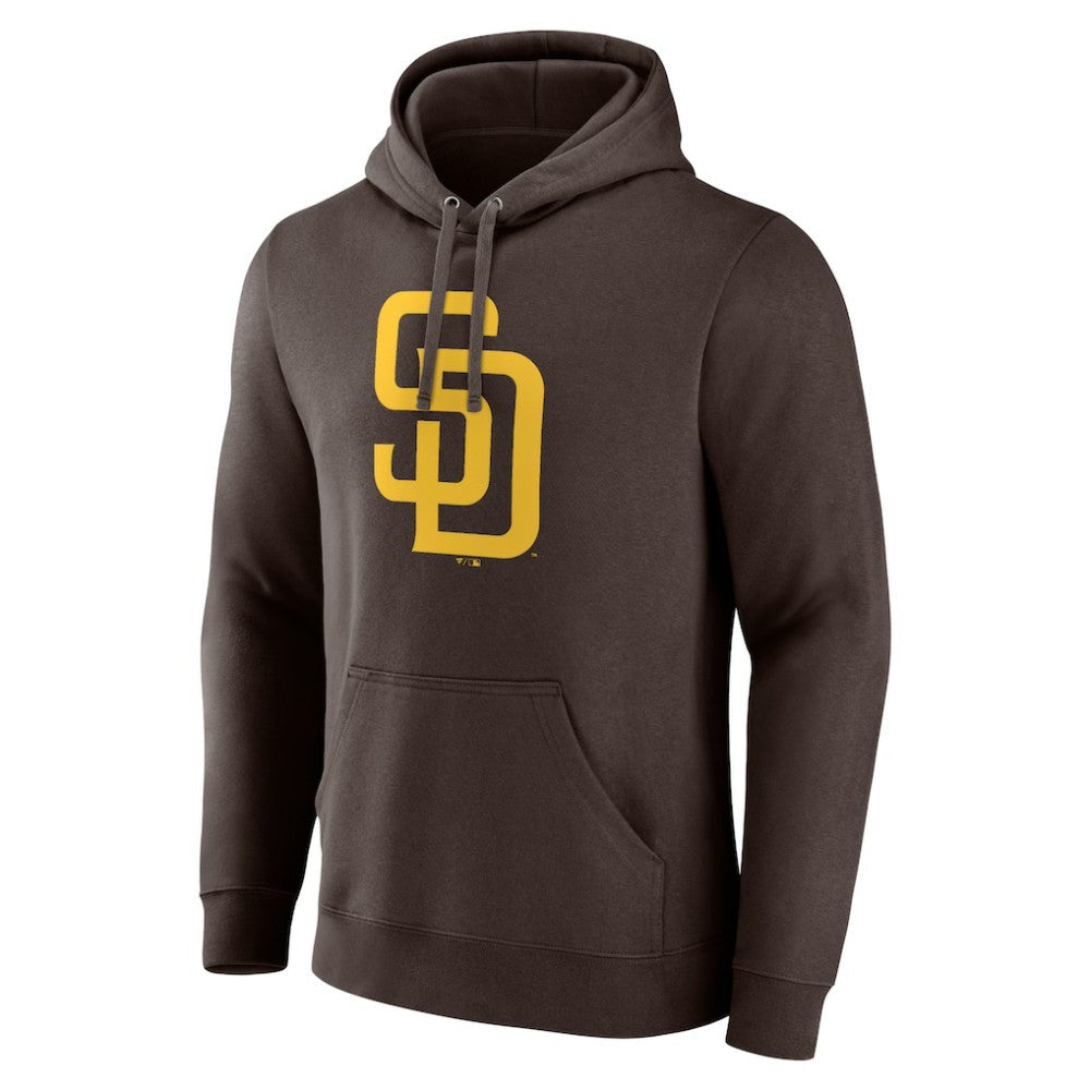 Brown San Diego Padres Official Logo Fitted Pullover Hoodie