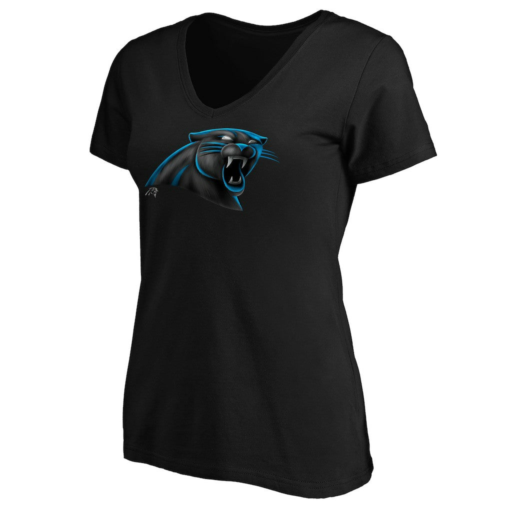 Women's Midnight Mascot Logo V-Neck T-Shirt - Carolina Panthers T-shirts