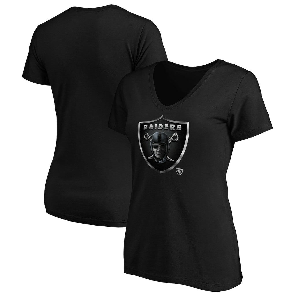 Women's Midnight Mascot Logo V-Neck T-Shirt - Las Vegas Raiders T-shirts