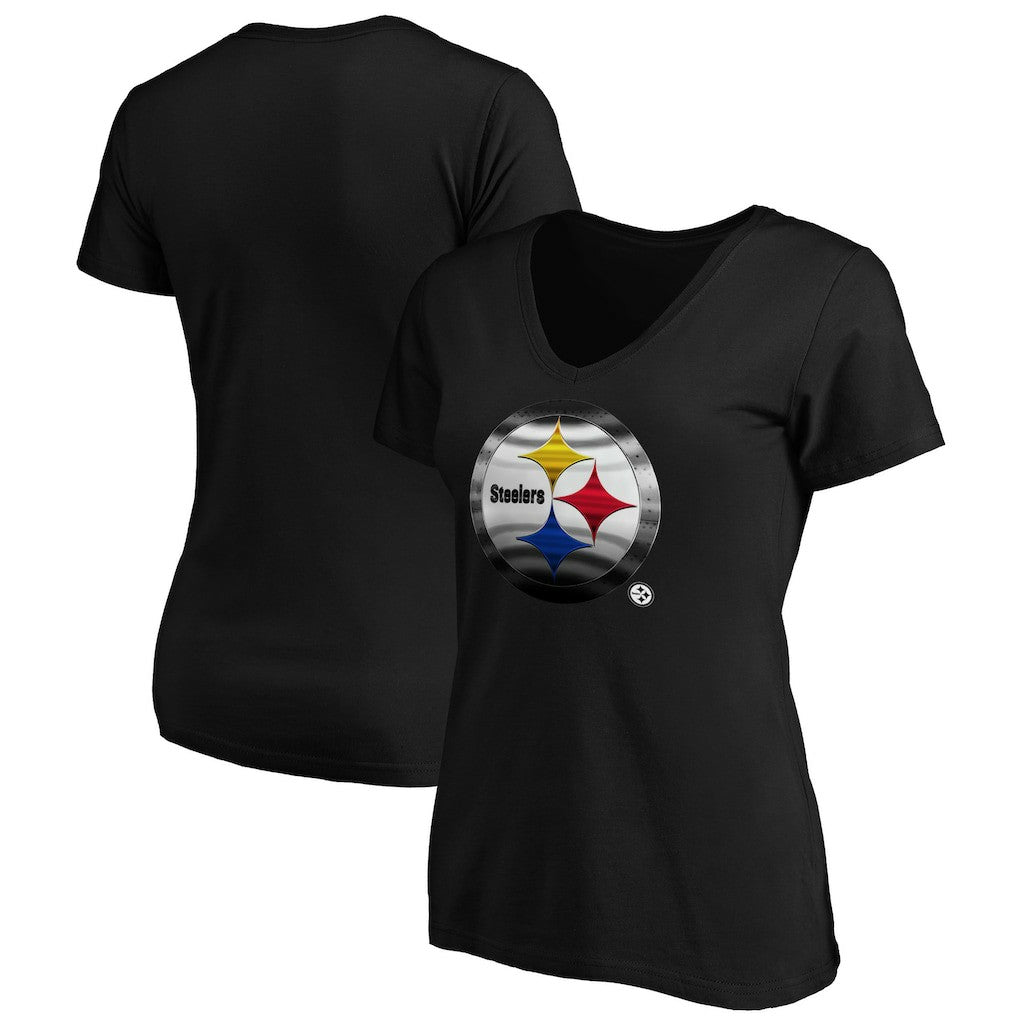 Women's Midnight Mascot Logo V-Neck T-Shirt - Pittsburgh Steelers T-shirts