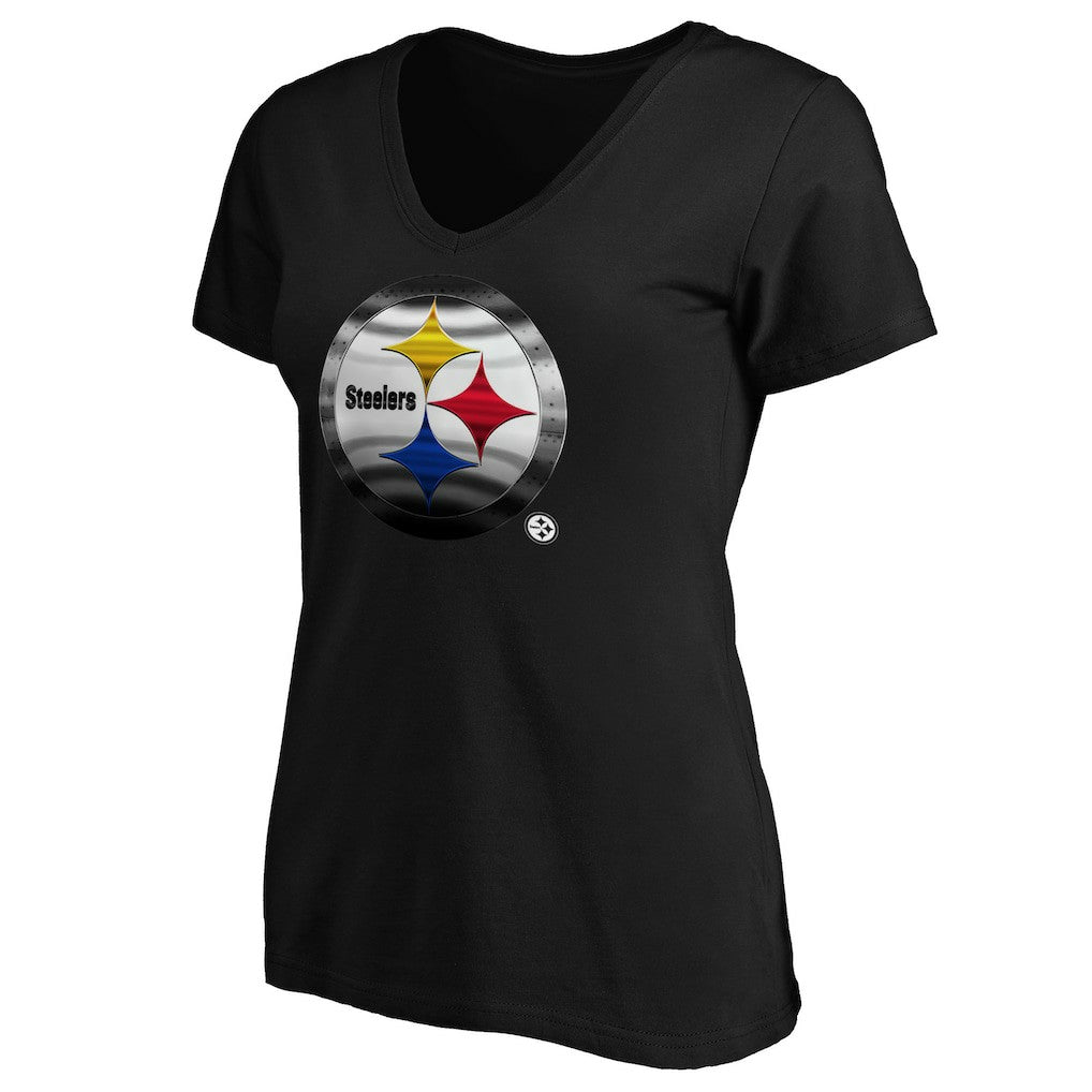Women's Midnight Mascot Logo V-Neck T-Shirt - Pittsburgh Steelers T-shirts