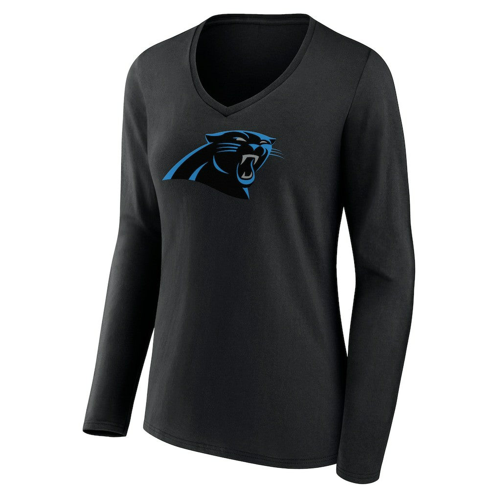 Women's Primary Team Logo Long Sleeve V-Neck T-Shirt - Carolina Panthers T-shirts
