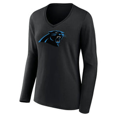 Women's Primary Team Logo Long Sleeve V-Neck T-Shirt - Carolina Panthers T-shirts