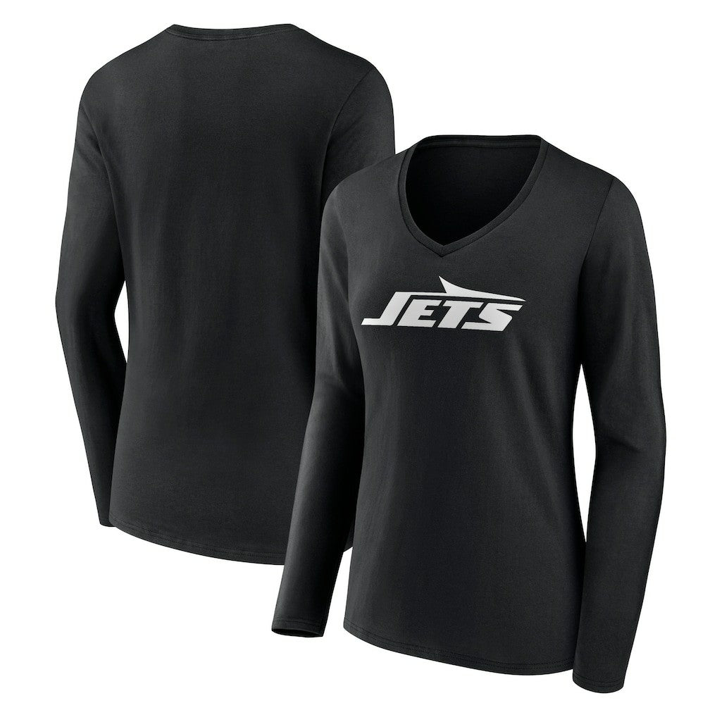 Women's Primary Team Logo Long Sleeve V-Neck T-Shirt - New York Jets T-shirts