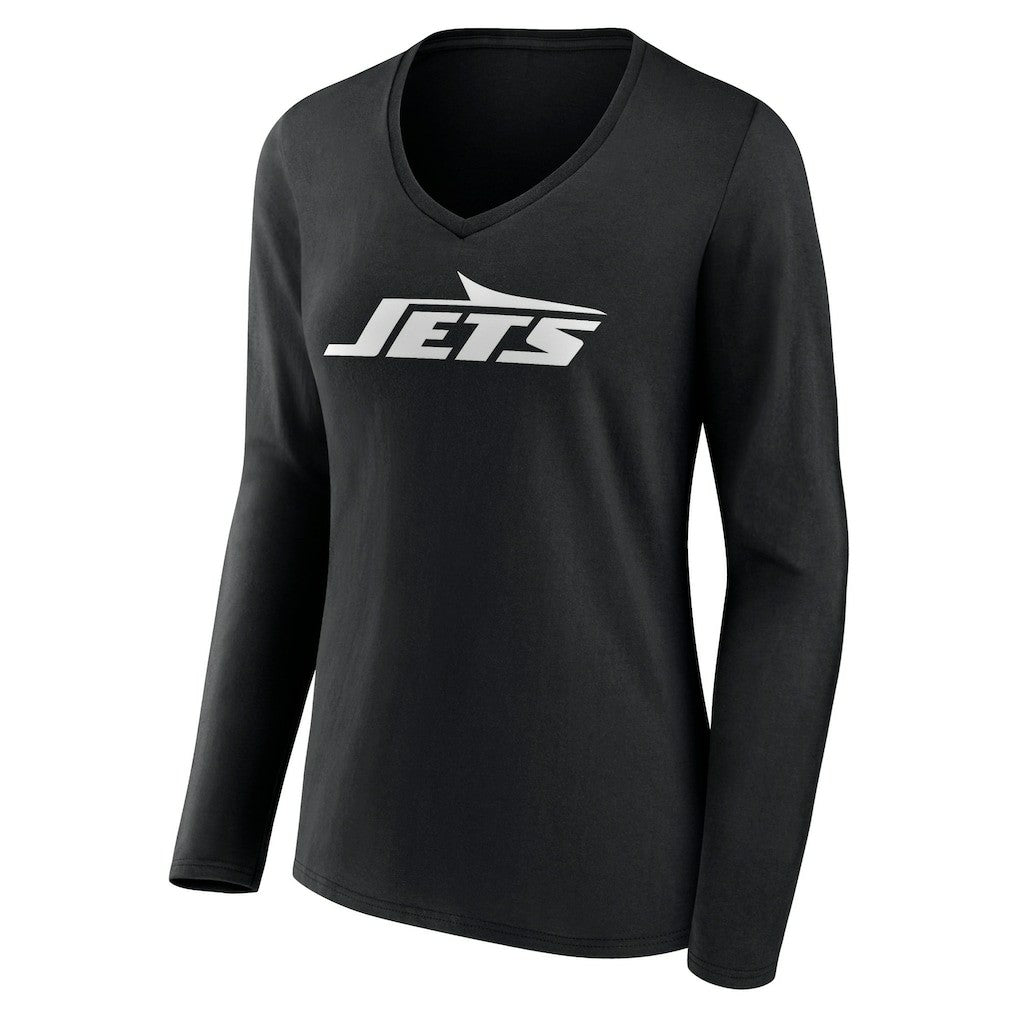 Women's Primary Team Logo Long Sleeve V-Neck T-Shirt - New York Jets T-shirts
