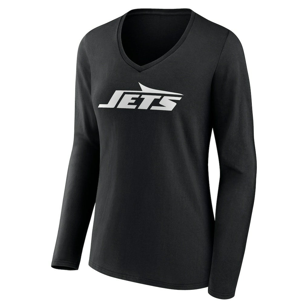 Women's Primary Team Logo Long Sleeve V-Neck T-Shirt - New York Jets T-shirts