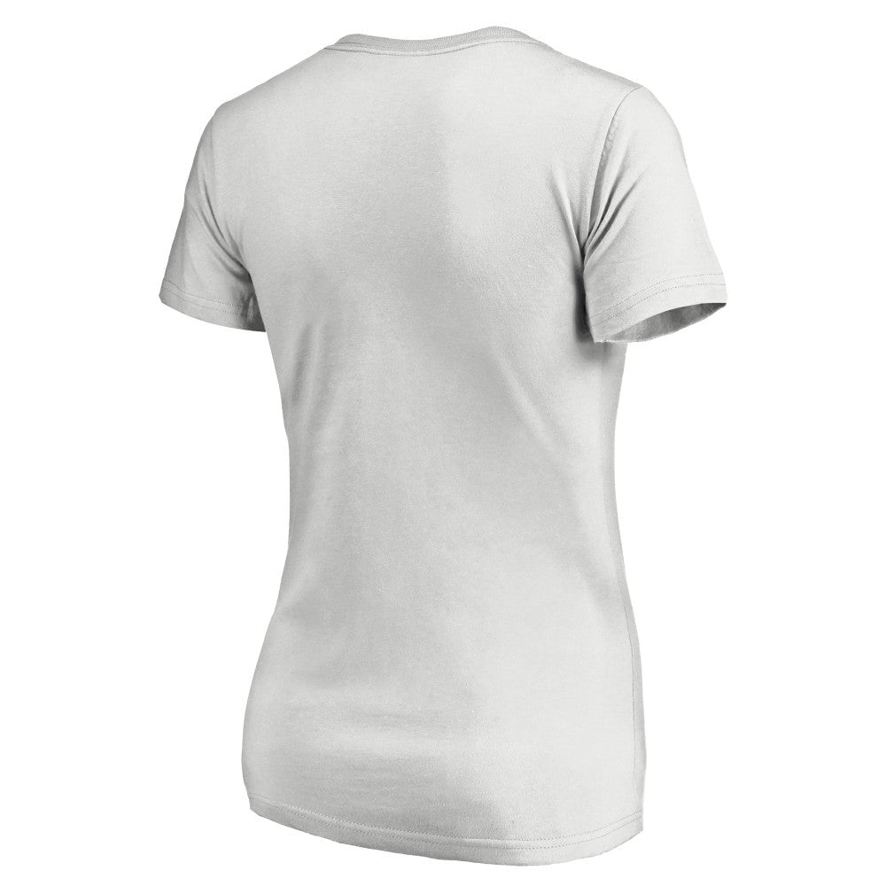 White Los Angeles Angels Women's Floral Arched Logo V-Neck T-Shirt