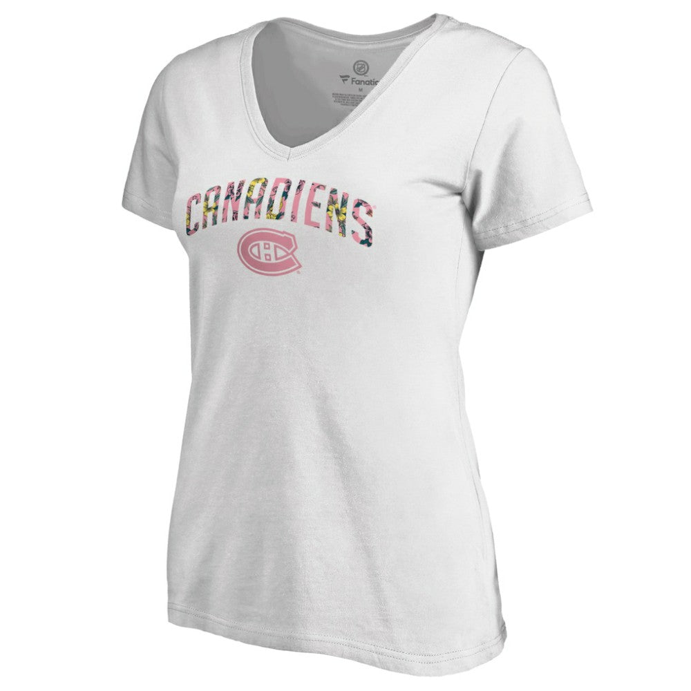 NHL Montreal Canadiens Women's Floral Arched V-Neck T-Shirt