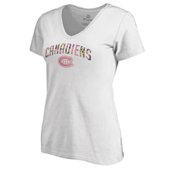 NHL Montreal Canadiens Women's Floral Arched V-Neck T-Shirt