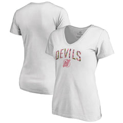 NHL New Jersey Devils Women's Floral Arched V-Neck T-Shirt