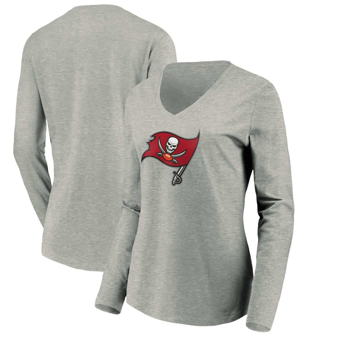 Women's Primary Logo Long Sleeve V-Neck T-Shirt - Tampa Bay Buccaneers T-shirts