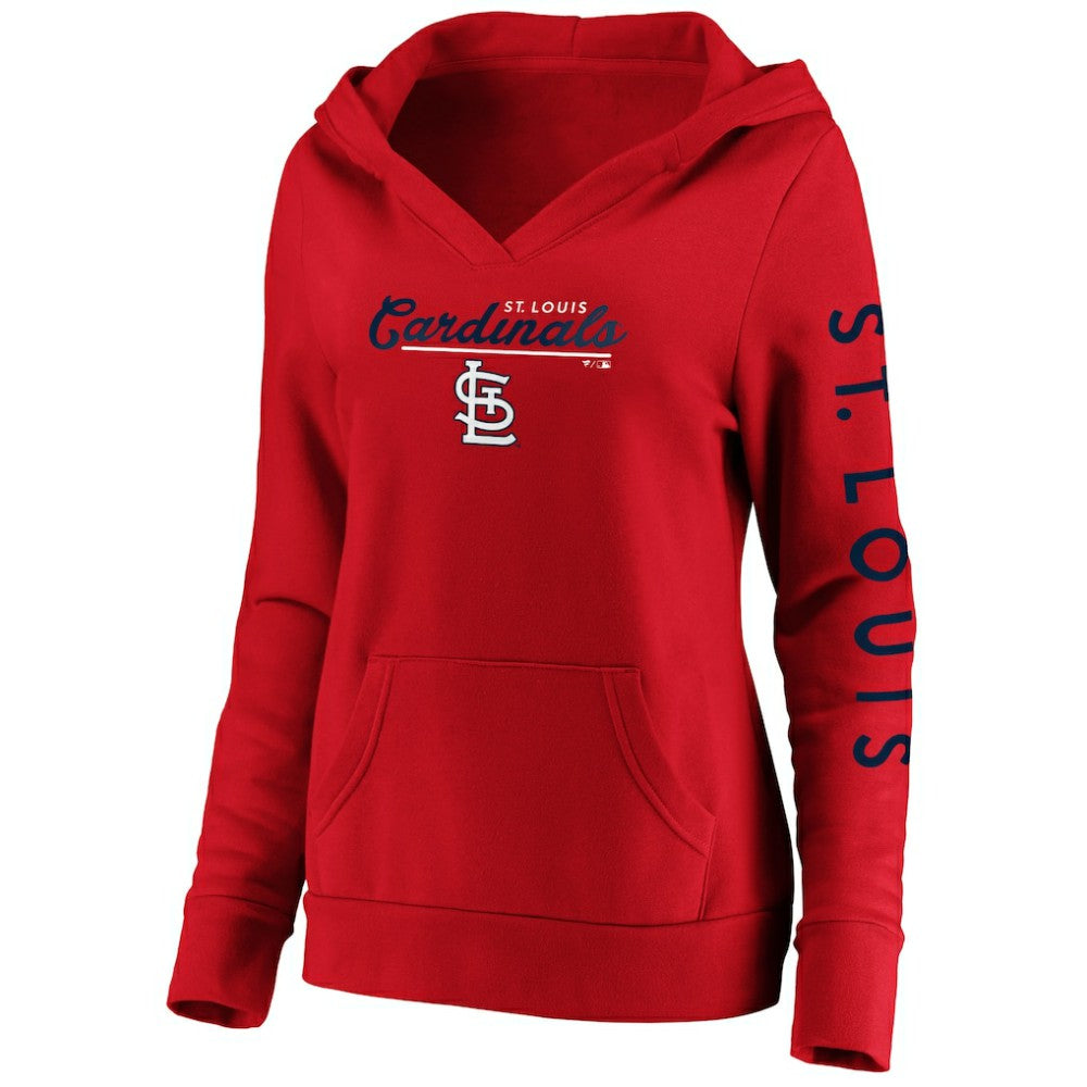 Red St. Louis Cardinals Fanatics Women's Core High Class Crossover Pullover Hoodie