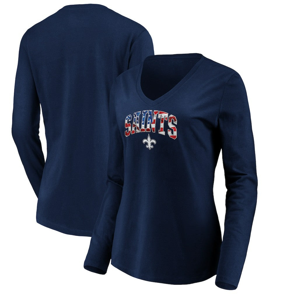 Women's Banner Wave V-Neck Long Sleeve T-Shirt - New Orleans Saints T-shirts