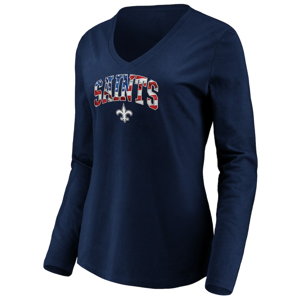Women's Banner Wave V-Neck Long Sleeve T-Shirt - New Orleans Saints T-shirts