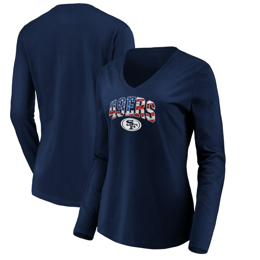 Women's Banner Wave V-Neck Long Sleeve T-Shirt - San Francisco 49ers T-shirts