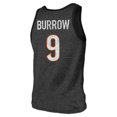 Joe Burrow  Majestic Threads Name & Number Tri-Blend Tank Top - Cincinnati Bengals Tops
